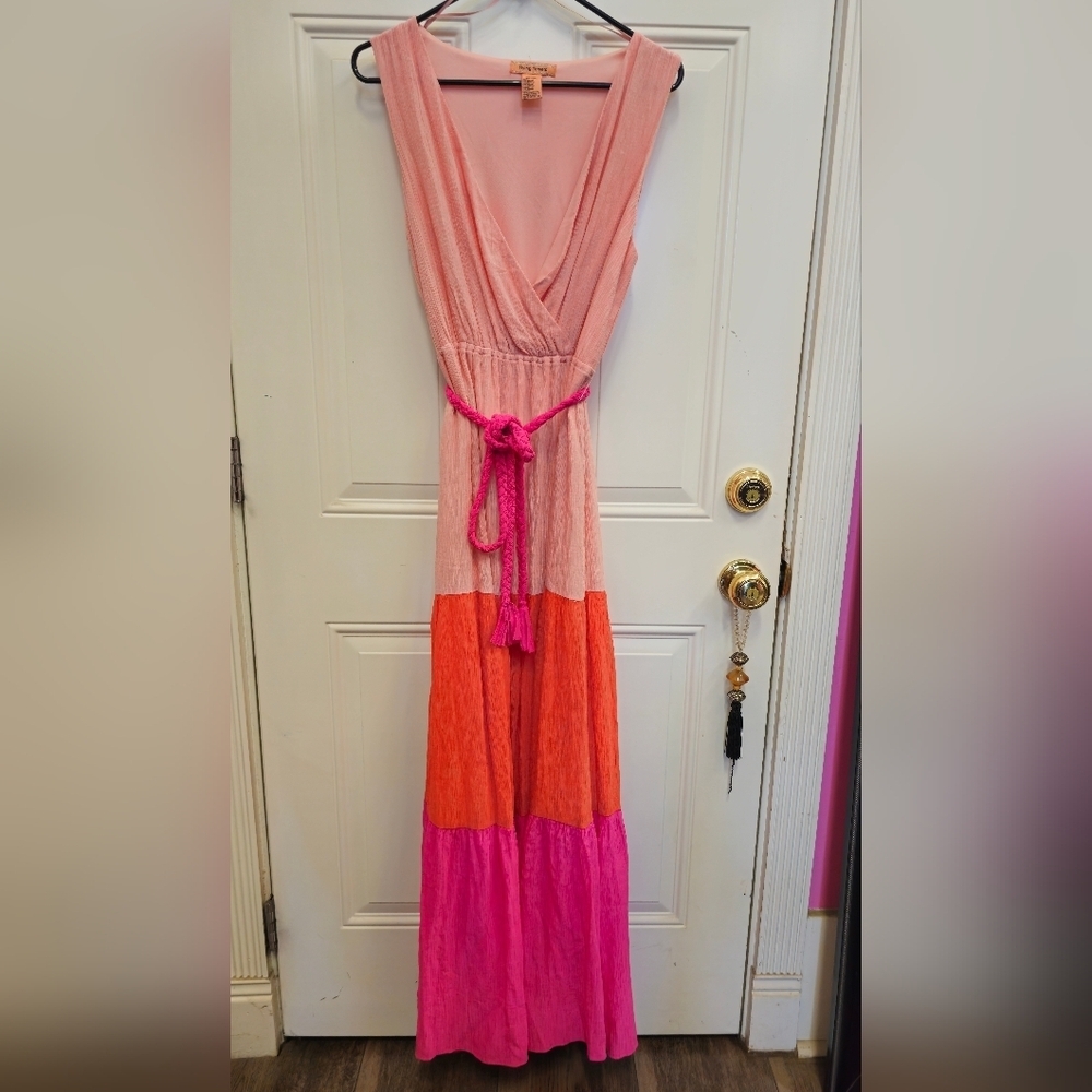 Flying, Tomato, Pink, Orange, Tie, Front, Maxi, Sundress, Wedding, Vacation